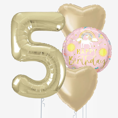 Golden Unicorn & Number Balloons | Box Balloons | Next-Day Balloon Delivery