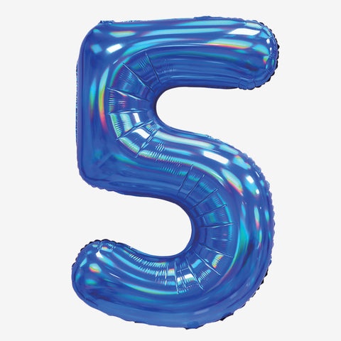 30" Blue Iridescent Number Balloons | Box Balloons | Next-Day Balloon Delivery