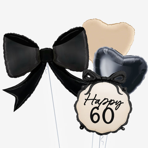 Black Bow Birthday Age Balloons