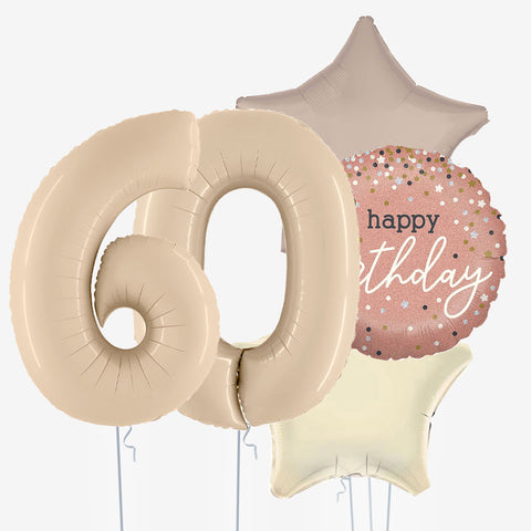 Satin Cream Stars & Number Balloons - Box Balloons