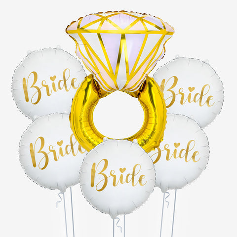 Gold Ring Bride Balloons - Box Balloons