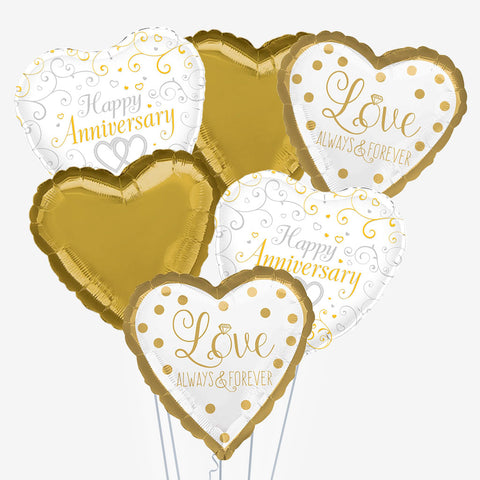 Happy Anniversary Gold Balloons - Box Balloons