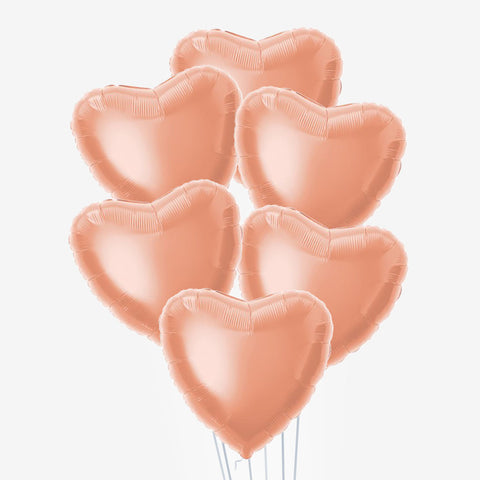 Rose Gold Hearts & Number Balloons - Box Balloons