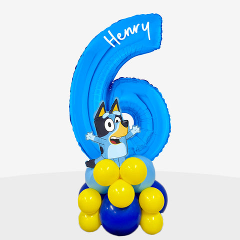 Personalised Bluey Number Balloon Stack | Box Balloons | Next-Day Balloon Delivery