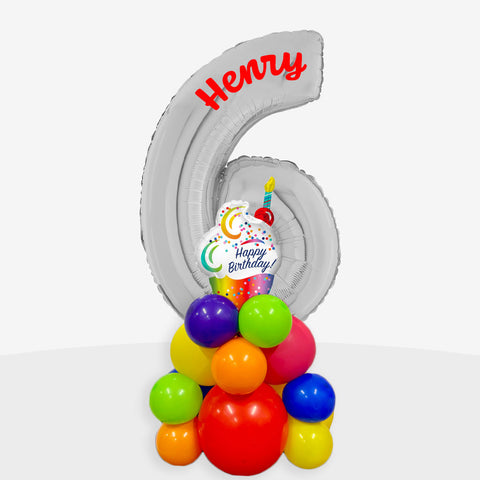 Personalised Cupcake Number Balloon Stack | Box Balloons | Next-Day Balloon Delivery