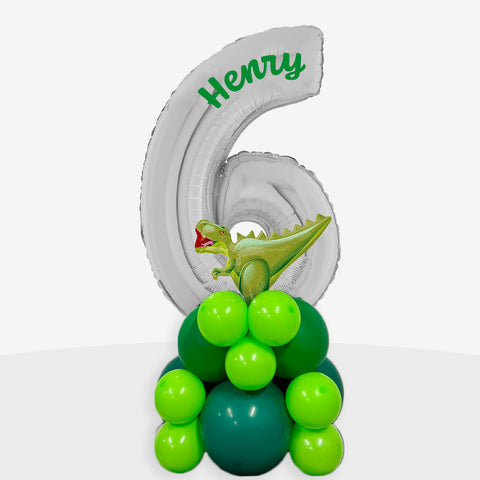 Personalised Dinosaur Number Balloon Stack | Box Balloons | Next-Day Balloon Delivery