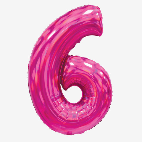 30" Iridescent Pink Number Balloons