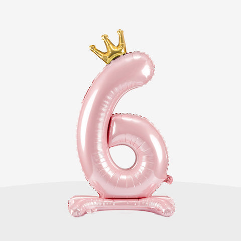 Standing Light Pink Crown Number Balloon (33")