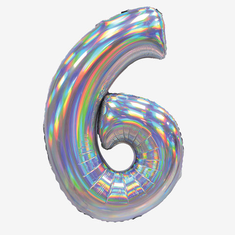 30" Iridescent Silver Number Balloons