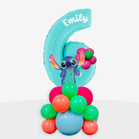 Personalised Lilo & Stitch Number Balloon Stack | Box Balloons | Next-Day Balloon Delivery