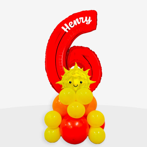 Personalised Sunshine Number Balloon Stack | Box Balloons | Next-Day Balloon Delivery