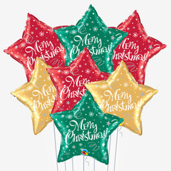 Merry Christmas Star Balloons - Box Balloons