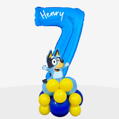 Personalised Bluey Number Balloon Stack | Box Balloons | Next-Day Balloon Delivery