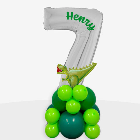 Personalised Dinosaur Number Balloon Stack | Box Balloons | Next-Day Balloon Delivery