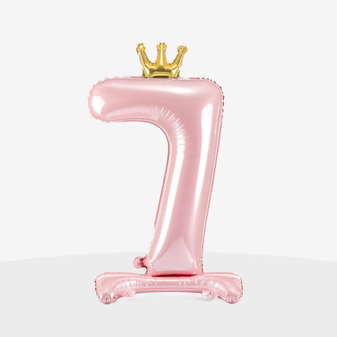 Standing Light Pink Crown Number Balloon (33")