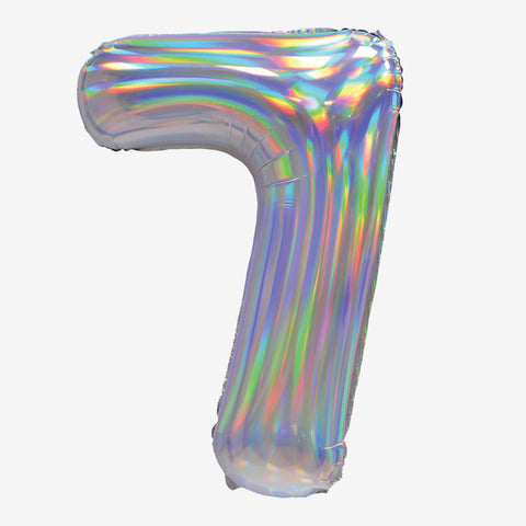 30" Iridescent Silver Number Balloons