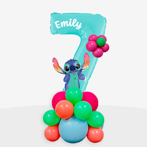 Personalised Lilo & Stitch Number Balloon Stack | Box Balloons | Next-Day Balloon Delivery