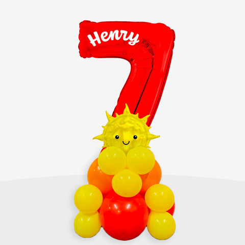 Personalised Sunshine Number Balloon Stack | Box Balloons | Next-Day Balloon Delivery
