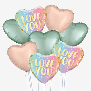 Love you Birthday Hearts Balloons
