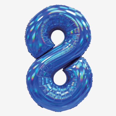 30" Blue Iridescent Number Balloons | Box Balloons | Next-Day Balloon Delivery