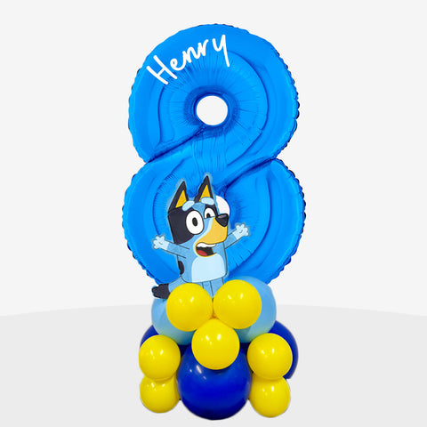 Personalised Bluey Number Balloon Stack | Box Balloons | Next-Day Balloon Delivery