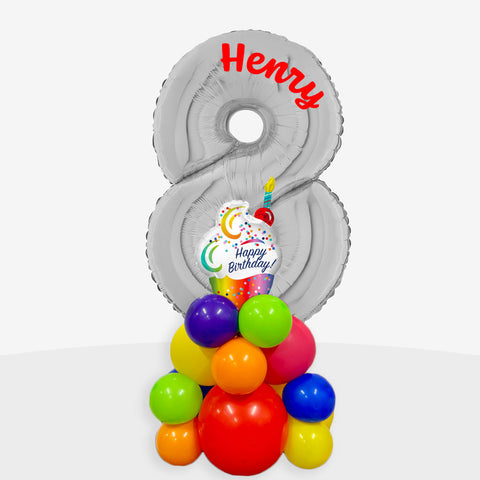 Personalised Cupcake Number Balloon Stack | Box Balloons | Next-Day Balloon Delivery