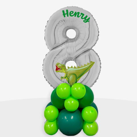 Personalised Dinosaur Number Balloon Stack | Box Balloons | Next-Day Balloon Delivery