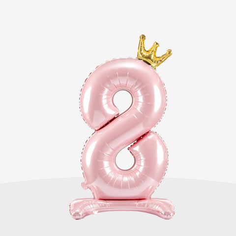 Standing Light Pink Crown Number Balloon (33")