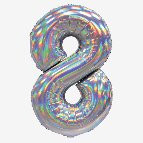 30" Iridescent Silver Number Balloons