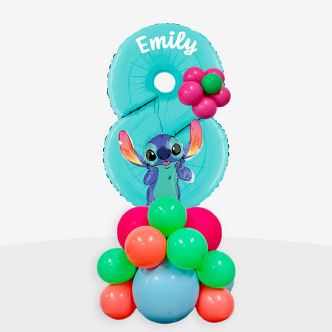 Personalised Lilo & Stitch Number Balloon Stack | Box Balloons | Next-Day Balloon Delivery