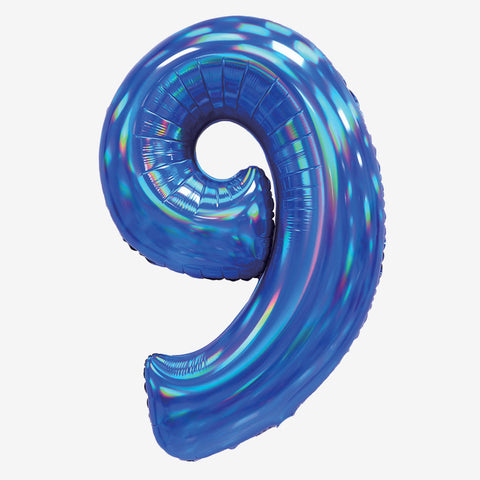 30" Blue Iridescent Number Balloons | Box Balloons | Next-Day Balloon Delivery