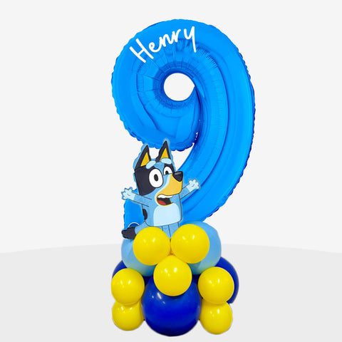Personalised Bluey Number Balloon Stack | Box Balloons | Next-Day Balloon Delivery