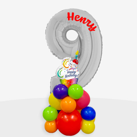 Personalised Cupcake Number Balloon Stack | Box Balloons | Next-Day Balloon Delivery