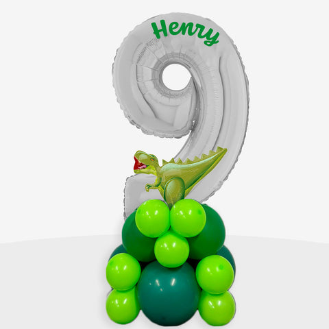 Personalised Dinosaur Number Balloon Stack | Box Balloons | Next-Day Balloon Delivery