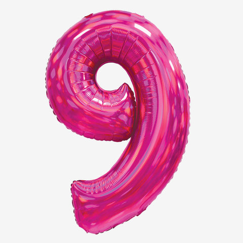 30" Iridescent Pink Number Balloons
