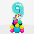 Personalised Rainbow Unicorn Number Balloon Stack | Box Balloons | Next-Day Balloon Delivery
