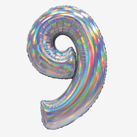 30" Iridescent Silver Number Balloons