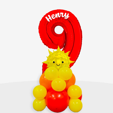 Personalised Sunshine Number Balloon Stack | Box Balloons | Next-Day Balloon Delivery