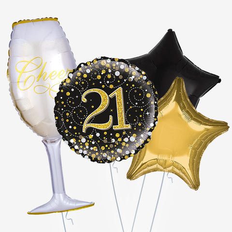 Black & Gold Cheers Balloons | Box Balloons | Next-Day Balloon Delivery