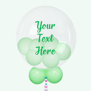 A 24” Green Personalised Bubble Balloon from Box Balloons.