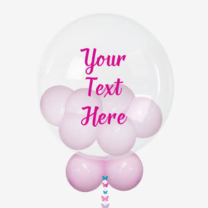 A 24” Pink Personalised Bubble Balloon from Box Balloons.