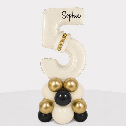 Personalised Cream & Gold Number Balloon Stack