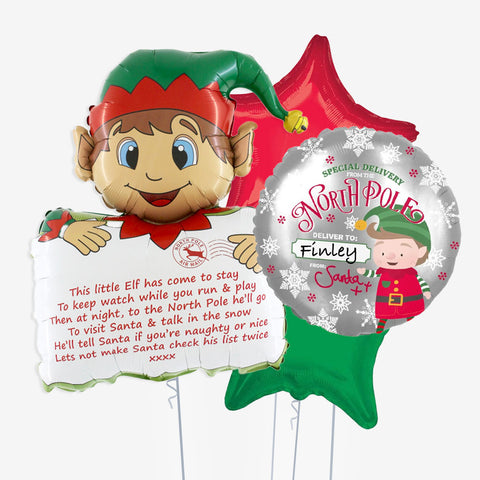 Personalised Elf Arrival Christmas Balloons - Box Balloons
