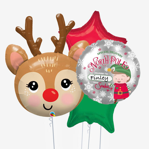 Personalised Elf Arrival Christmas Balloons - Box Balloons