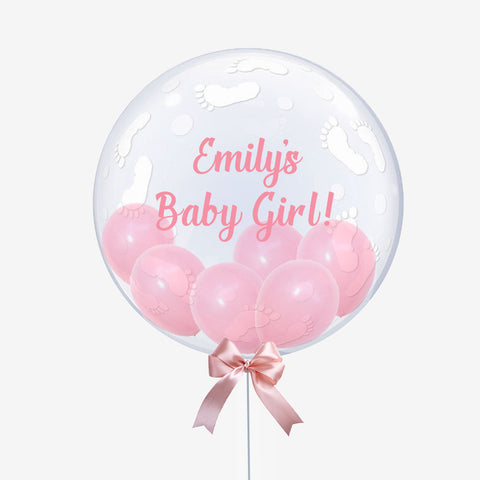 Personalised Baby Feet Bubble Balloon - Box Balloons