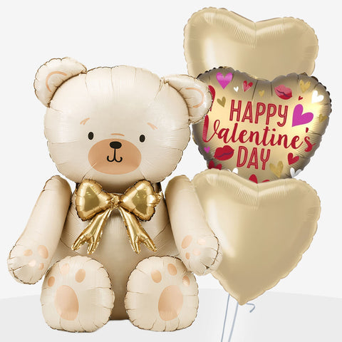 Happy Valentine's Golden Bear Balloons