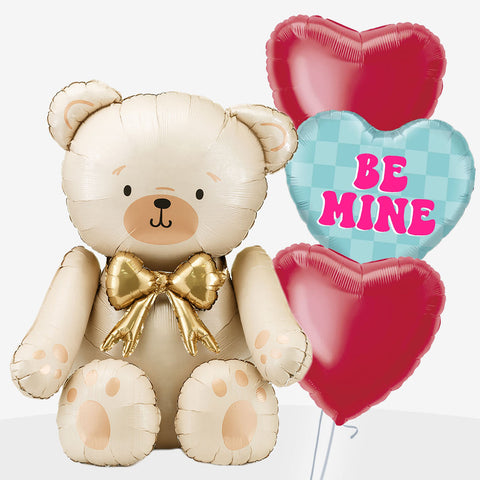 Be Mine Golden Sitting Bear Balloons