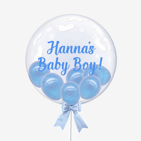 Personalised Baby Feet Bubble Balloon - Box Balloons