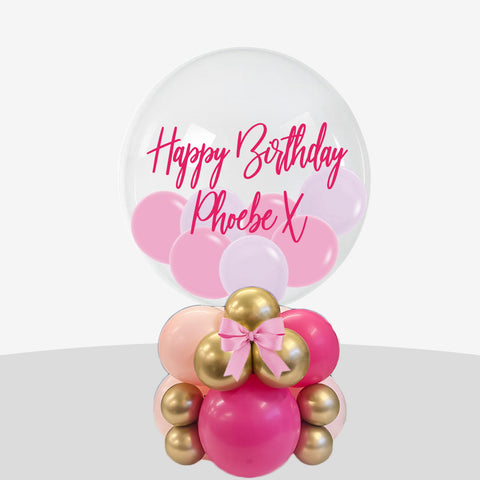 Personalised Pink Sitting Bubble Balloon Stack
