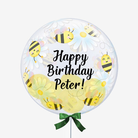 Personalised Bees and Daisies Bubble Balloon